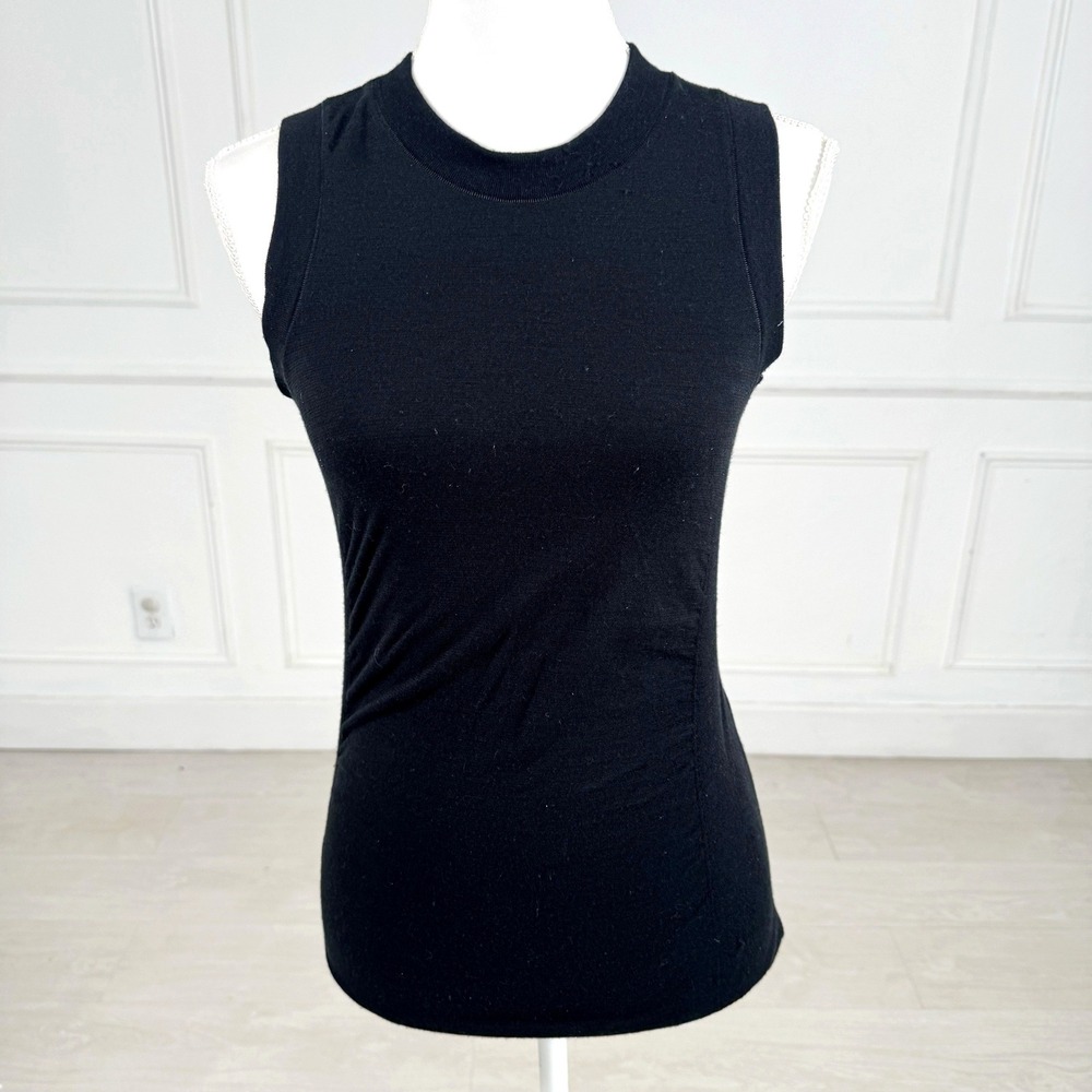 Athleta Foresthill Ascent Tank Women Small Black Wool Blend Mesh Back Sleeveless